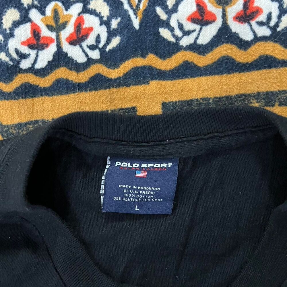 Polo Ralph Lauren Men's Black and White T-shirt Long Sleeve Americana y2k Skater - Picture 3 of 6